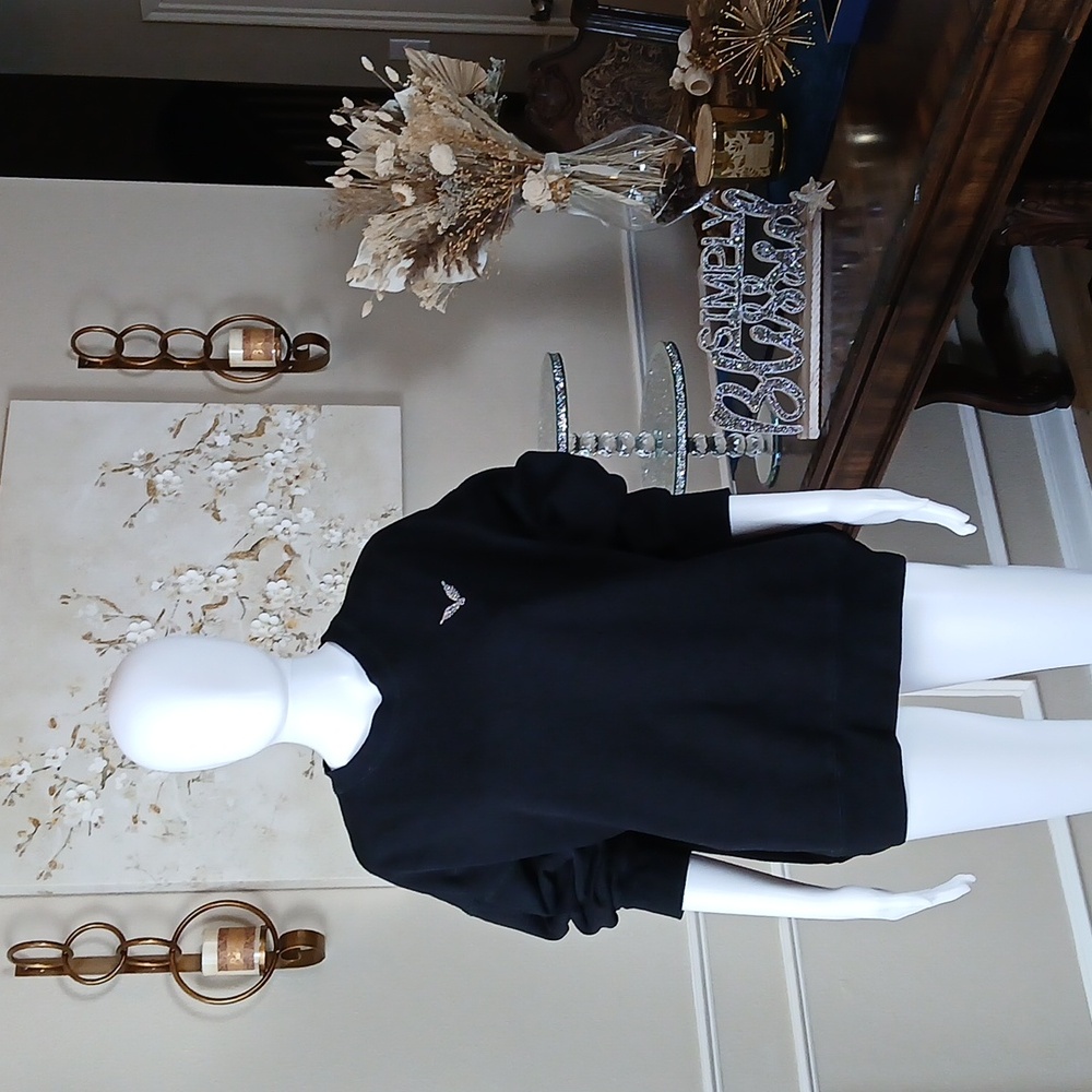 Victoria's Secret Angel Rhinestones Logo Women's Black Fleece Sweatshirt. Size M - Picture 5 of 17